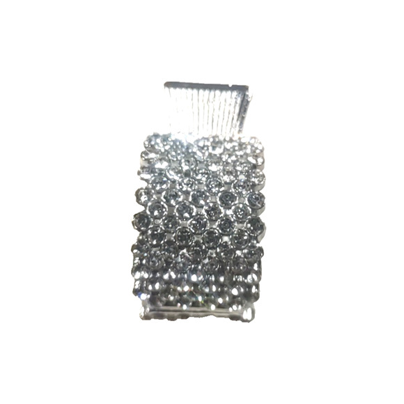Claw Clip Pony Tail Holder Sparkle Rhinestone Silver Tone Metal - Picture 1 of 4